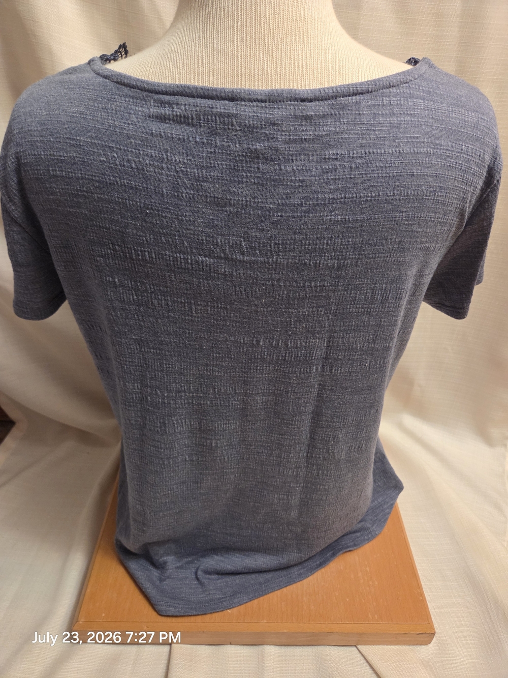 Cable & Gauge Dark Gray Lace-Trim Crisscross V-Neck Short Sleeve Top - Picture 2 of 5